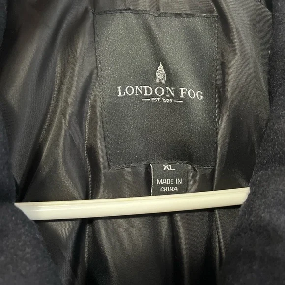 🔥 London Fog Men's Black Pea Coat Jacket Size XL - Picture 3 of 3
